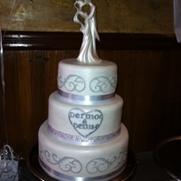 White And Silver Wedding Cake 3 tier white and silver wedding cake