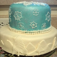 Winter Snowflake Cake Marshmallow fondant with buttercream border and snowflakes