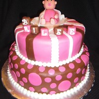 Baby Shower Cake white cake w/ fondant covering.the baby and blocks are made with a gumpaste/fondant mix. This was a lot of work but had SOOOO much fun...