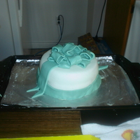 My First Cake No classes (i know that kinda shows but i have 2 kids under 2). This was a chocolate cake with peppermint frosting and droopy fondant lol....