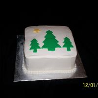 Christmas Trees Made for my dentist office. 8" square, buttercream, fondant accents