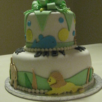Animal Baby Shower Cake baby shower cake covered in animal designs
