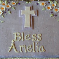 Daisies And African Violet Baptism Cake 