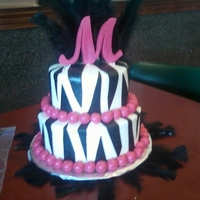 Pink And Zebra Cake zebra cake with pink M initial