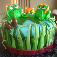 Our New Pad Housewarming gift for friends. I tried to make the frogs resemble our friends, hence the moustache and blonde hair.