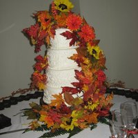 My First Wedding Cake This was done for a fall themed wedding on 10/9/10. They loved it!