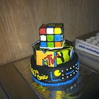 '80S Theme Cake 1980's theme cake, all buttercream with RI decorations.