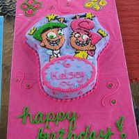 The Fairly Odd Parents Made this for my daughter's 6th Birthday. Used a Fairly Odd Parents Cake pan made by Wilton. Got the pan at Micheal's for $1.00...