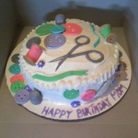 Sewing Cake I made this cake for my mom for her birthday! She loves sewing! Everything is made out of fondant. The cake is covered with buttercream...