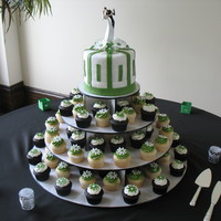 My First Wedding Cake The cake is peanut butter and chocolate fudge swirl with peanut butter cream filling covered in fondant with gumpaste daisies. The cupcakes...