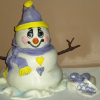 Snowman Cake snowman cake is two ball cakes stack with dowel rod in the center and fondant draped and shaped over them to form the classic snowman shape...