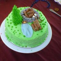 Campout! This cake was my first attempt of using fondant! It was for 4 men in my family whose birthdays were in August and September. Nature was...