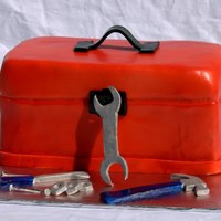 Toolbox And Tools Chocolate cake with chocolate buttercream. Gumpaste tools