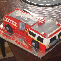 Fire Truck Cake FIre truck cake for a 4th birthday--chocolate/chocolate, MMF, gum paste ladder.