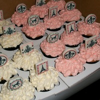 Cupcakes For Paris Themed Baby Shower Toppers are fondant shapes with edible images on them.