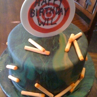Camouflage Nerf Cake Nerf bullets and target are made out of gumpaste/ fondant mix.