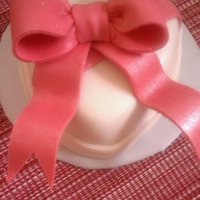 Cake For 2 Small 4" strawberry cake covered in MMF with fondant/gumpaste bow