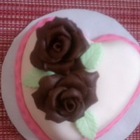 Cake For 2 4" strawberry cake with chocolate roses and fondant accents