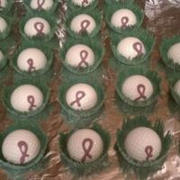 Charity Golf Tournament These were given out in the golf gift bags for each golfer. White Chocolate golf ball with ACS Relay for Life Purple ribbon and green...