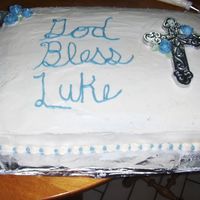 My Cousins Baptism Picture I made this cake for my cousins baptism. Everything is made from buttercream except the cross which I bought.