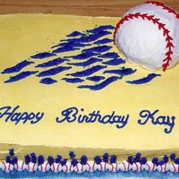 Baseball Birthday Cake This was made for a lady on a baseball team. I think they were called "Blue Flames".