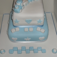 Train Christening Cake Madeira sponge covered in fondant with fondant accents and wee fondant train!!!