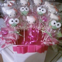 Hello Kitty And Keroppi Cake Pops One of the photos of the first cake pops I made (Hello Kitty and Keroppi).It's red velvet cake and covered in white chocolate.