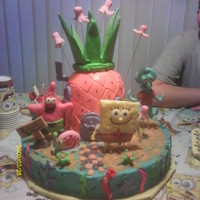 Sponge Bob Birthday Cake butter cream cake, fondent characters.