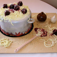 Spaghetti Cake This was a groom's cake I made for my brother's wedding. He loves to cook and Italian is his favorite, so it seemed like a...