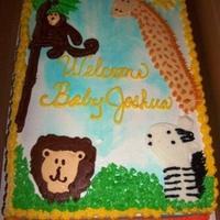 Safari Baby Shower all butter cream...first attempt at buttercream transfer..end result was okay..