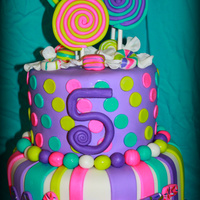 Candy Cake I made this cake for a little girl who's party was at a Lollipop Shop, so her mom wanted to go along with the candy theme. Its an 8...