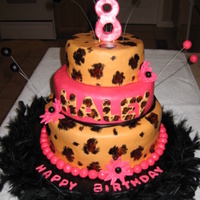 Cheetah Birthday This was my very first fondant cake. I made it as a gift for my best friends little girl. She is all about cheetah and her favorite color...