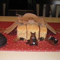 Western Cake Yellow cake with shredded coconut. Fondant/gumpaste decorations. This was for a western theme mixed with a wine theme which is why the...