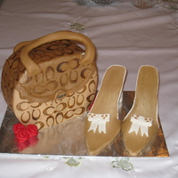 Coach Purse Cake With Shoes Pound cake with MMF and gumpaste shoes. Thank you to Rosie2 for all of her help!!