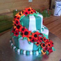 Thanks Giving/birthday Cake This is my first stacked cake and my first fondant cake. It is mmf over butter cream piped with royal icing.