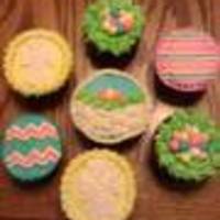 Easter Cupcakes Vanilla and Chocolate cupcakes w/buttercream icing.