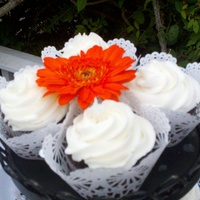 Wedding Cupcakes My first wedding cupcakes. The bride made it really easy on me, chocolate cake with a white swirl.