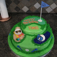 60Th B-Day Golf Cake Cake is frosted with butter cream with accents done in fondant.