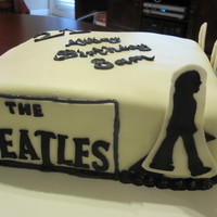 Beatles Cake Handcut marshmallow fondant Beatles logo and silhouettes