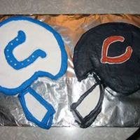 Super Bowl '06 Bears v. Colts cake. The icing from the Bears helmet made everyone's teeth turn dark blue...beware of the results of black & dark...