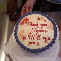 Memorial Day Sendoff Cake I made this cake for the farewell gathering of a co-worker who isbeing deployed to Iraq. Stenciled stars on top & sides. "...