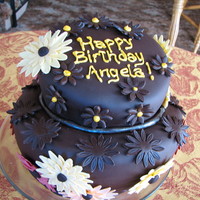 Chocolate Topsy This is my first Topsy cake. Bottom tier is chocolate wasc, top tier is vanilla wasc, filling is buttercream with Bailey's Irish Cream...