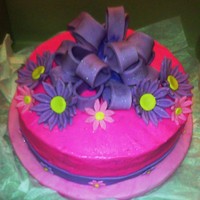 Pretty In Pink Cake Chocolate cake with milk chocolate filling and French vanilla buttercream!