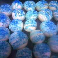 Super Bowl Cake Balls These cakeballs are vanilla w/ white chocolate, chocolate with milk chocolate, and strawberry with white chocolate!
