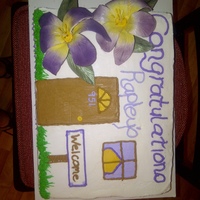 Housewarming Cake Customer design - my first attempt at gumpaste flowers.