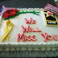 Going Away it is a going to iraq cake. buttercream and fondant