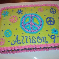 Peace Birthday Cake Little Girls "peace" Birthday CakeButtercream icing