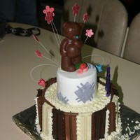 Tatty Teddy Birthday Cake This was made for my daughters 2nd birthday. Its a 2 tiered devils food and vanilla cake with both semisweet and white chocolate ganache. &...