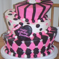 Black/pink Topsy Turvy Topsy Turvy cake made for my sister's 20th birthday