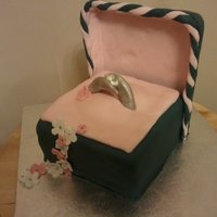 Engagement Ring Cake This is a chocolate cake filled with chocolate fudge frosting and then fondant on the outside, I used isomalt for the three diamonds in the...